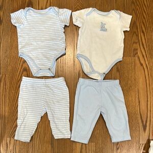 2 Little Me Baby 6M Bodysuit and Pants Sets 100% organic cotton